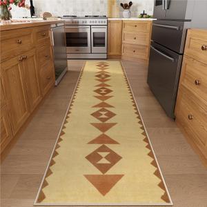 2x8 Washable Runner Rug, Boho Rug Runners for Hallways Non Slip Kitchen Runner, Geometric Bathroom Runner Rugs with Rubber Backing, Indoor Carpet Runner Rugs for Entryway Bedroom Laundry