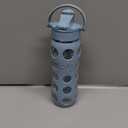 Lifefactory 22-Ounce Glass Water Bottle with Active Flip Cap and Protective Silicone Sleeve, Denim