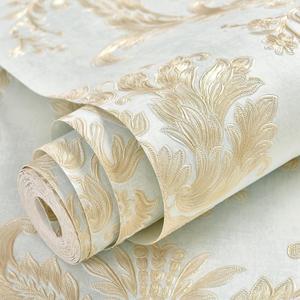 Non-Woven Peel and Stick Damask Wallpaper 3D Embossed Removable Stick and Peel Wallpaper Vintage Floral Self Adhesive Contact Paper Decorative for Living Room Bedroom Wall 20.8" x 197" (Light Blue)