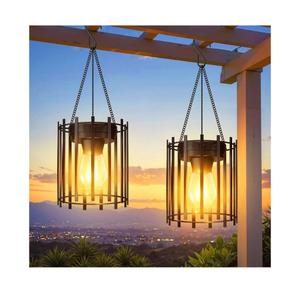 KOOPER Solar Lanterns Outdoor Waterproof, Upgraded Bright Hanging Solar Lights Outdoor Lanterns Decorative, Auto ON/Off Metal Hanging Lantern Lights for Proch Yard Patio Garden Decor 2 Pack
