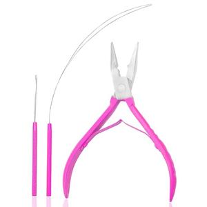 SIVOTE Professional Hair Extension Pliers & Bead Extension Tool Kit – Stainless Steel Hair Pliers for Bead Extensions, Microlink Tool Kit, & Loop Threader for Micro Beads Hair Extensions Kit Pink