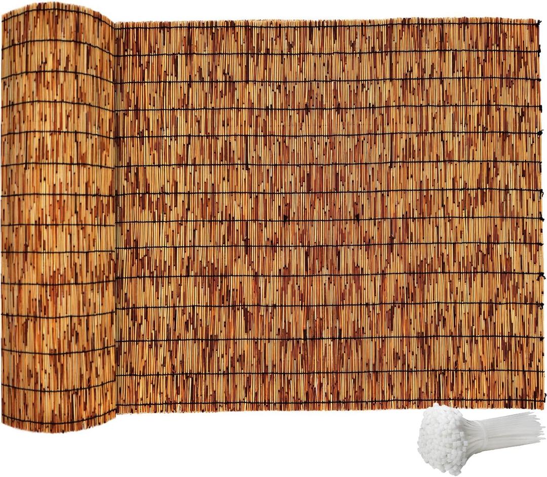 Bamboo FencingHandwoven,Bamboo Wall Panel Outdoor Privacy Reed Screening for Garden,Balcony,Backyard,Patio,2ftx10ft (210FT, Brown)
