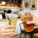 [100 Sets - 18oz Round Bottom Clear Plastic Cups with Lids and Straws, Disposable Iced Coffee Cups with Lids To Go Cold Drink Cups for Smoothies, Juices, Party Catering