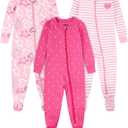 HUGGIES Baby 3-pack Footed Coverall Pajamas (2T, Sea Pink/Stars)