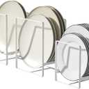 2 Large 1 Small Plate Organizers Holders Upright Cabinet Dish Drying Racks Metal Plate Dish Organizers Racks Stands for Countertop and Cupboard White