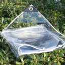 Clear Tarp with Grommets,12x16ft Transparent Heavy Duty Water Resistant Tarp Cover with Reinforced Edge,14Mil Thickened Tear Resistant PVC Vinyl Tarpaulin Enclosure for Patio,Porch and Outdoor