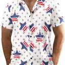 JOGAL Men's Flower Cotton Button Down Short Sleeve Hawaiian Shirt White Multicolor Small