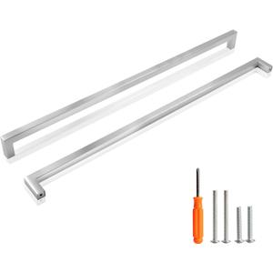 Cabinet Pulls Brushed Nickel Cabinet Handles Square Drawer Pulls, 10 Pack 18 Inch Stainless Steel Kitchen Door Cupboard Cabinet Handles, Cabinet Hardware Drawer Handles, 458mm Hole Centers