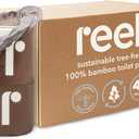 Reel Premium Bulk Bamboo Toilet Paper - 48 Rolls of Toilet Paper - 3-Ply Made From Tree-Free - Zero Plastic Packaging, Septic Safe