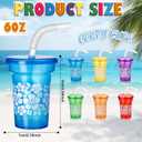 Domensi 24 Pcs 6oz Mini Hibiscus Sipper Cups Hawaiian Tropical Cups with Lids and Straws Luau Reusable Plastic Tumbler Bulk Colorful Drinking Mugs for Summer Beach Pool Aloha Party Favor Supplies, approximately 3.54 x 2.76 inches / 9 x 7 cm