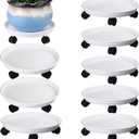 8 Packs Plant Caddy with Wheels 11.8" Plastic Rolling Plant Stands Heavy-Duty Plant Dolly with Casters Indoor Outdoor Wheeled Plant Roller Base Large Planter Saucers Plant Mover (White)