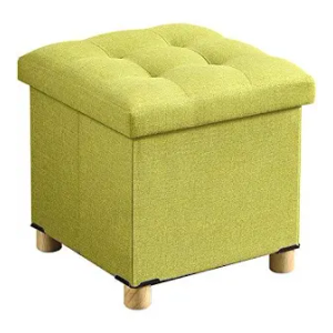 BRIAN & DANY Ottoman with Storage, Small Storage Ottoman, Folding Foot Stool with Wood Legs for Living Room and Bedroom Linen Rest Seat, 15"x15"x15