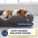 Muddy Mat® Cloud K-9 Rectangle Dog Bed for Dogs & Cats, Chenille Bolster Bed with Foam Support, Machine Washable Removable Cover, Slip Resistant Crate & Couch Bed - Grey Medium 20"x32"