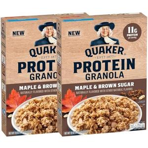 Quaker Protein Granola Breakfast Cereal, Maple Brown Sugar, 18oz Boxes (2 Pack) BB 9/20/25