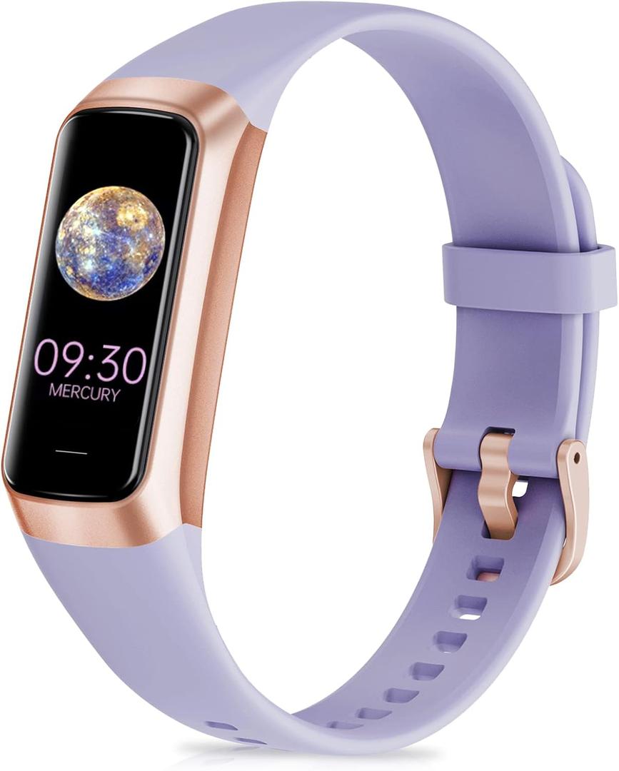 Fitness Tracker with Step Counter/Calories/Stopwatch, Activity Tracker, Health Tracker with Heart Rate Monitor, Sleep Tracker,1.10''AMOLED Touch Color Screen, Pedometer Watch for Women Men (Purple)