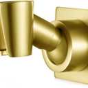 Shower Head Holder Handheld Shower Wand Holder Adjustable Shower Head Bracket Shower Wall Mount Holder, Brushed Brass/Gold Finish, Drill Free Glue Installation