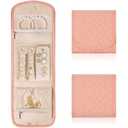 LASUK Travel Jewelry Holder Organizer Case, Foldable Jewelry Storage Bag for Necklaces Rings Earrings Bracelets, Small, Pink