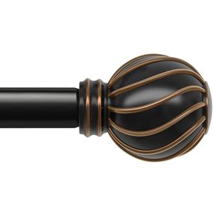 Oneach Black Curtain Rods for Windows 66 to 120 Inch, 7/8" Adjustable Heavy Duty Decorative Drapery Rods with Round Netted Texture Finials (Pack of 1, 36 to 120 Inch)