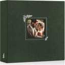 Lanpn Scrapbook Photo Album 12x12, Linen Window Design Cover Top Load 3 Ring Folder Binder Photobook Photo Book 12 x 12 inch with 30 Plastic Sleeves 60 Pages Green