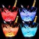 Umigy 4 Pcs LED Ice Buckets 2l Clear Plastic Beer Buckets with LED Light RGB Colors Changing Cooler Ice Container with Stand for Party Home Bar Ktv Clubs