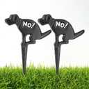 No Pooping Yard Sign - 2 Pack Cast Iron No Dog Poop Signs, Keep Dogs Off Grass - Black