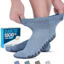 Doctor's Select Diabetic Ankle Socks with Grippers for Men and Women - 4 Pair 1/4 Length Neuropathy Socks for Women (Large, Blue/Tan/Aqua/Brown - 4 Pairs)