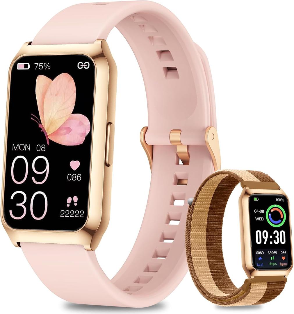 Smart Watches for Women,7 Day+ Battery,Aluminium Case,with Heart Rate/Blood Oxygen/Sleep Tracker,IP68 Smart Watch for Android&iOS,Steps/Calorie/Distance,Pink