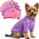 3 Pack Dog Sweaters for Small Dogs Girl Boy Winter Fleece Clothes Warm Soft Dog Sweatshirt Outfit for Dogs Cats Pet Apparel (M (Back: 13.7", Chest: 17.7", 10-14 lbs), Pink+Rose+Purple)