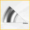 4 Pcs OD 3.5 Inch 45 Degree SS304 Stainless Steel Bend Tube Exhaust Elbow Pipe for Car Modified Exhaust System 3.5" Piping Silver Tone Auto Replacement Parts