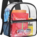 Paxiland Clear Backpack Stadium Approved 12×12×6 with Reinforced and Wider Shoulder Straps, Small Clear Bag for Schools, Concerts, Work, Festivals and Sporting Events - Black