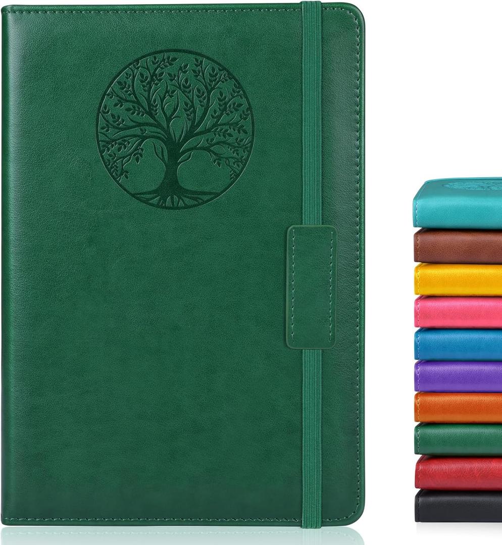 Lined Journal Notebook for Women Men,256 Pages A5 Hardcover Leather Journals for Writing,Travel,Business,Work & School,College Ruled Notebooks for Note Taking,Diary Notepad 5.7"8.3"(green)