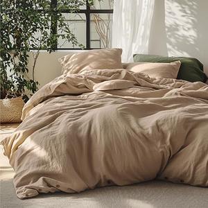 Bedsure Linen Duvet Cover King Size - Linen Cotton Blend Bedding Set, Soft & Cozy, 3 Pieces, 1 Duvet Cover 104x90 Inches and 2 Pillowcases, Brown Color Cooling Bedding, Comforter Sold Separately
