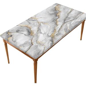 Pardick Grey Marble Rectangle Fitted Tablecloth 5ft Rectangle Table Cover with Elastic Edge Wipeable Outdoor Table Cloths for Kitchen Dining Party Outdoor Picnic Holiday Decor 60" L X 30" W