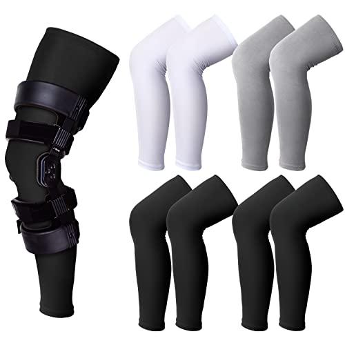 Sosation Only4 Pcs Knee Brace Undersleeve Knee Sleeve for Under Brace Closed Patella Compression Breathable Leg Sleeves for Men Women Thigh Shin Support for Sports Protector(Medium)