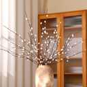 XunYee 6 Stems Easter 6 Stems 31.5'' Artificial Pussy Willow Branches Three Pronged Branch Vases Pussy Willows with White Flowers Tall Snow Willow Branches Plant for Vases Decor Wedding