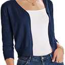 GRACE KARIN Women's Cardigans Shrugs for Dresses 3/4 Sleeve Cardigan V Neck Button Down Sweater Lightweight, Size L