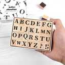 Dizdkizd 28-Piece Capital Letter Stamps, Cute Alphabet Rubber Stamp Set, Wooden Rubber Stamps Journaling Stamps Crafting Stamp for Scrapbooking, Envelope, Card Making