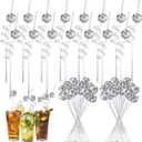 45 Pcs Disco Party Decorations Mini Disco Ball Straws & Stir Sticks 70s Plastic Stirrers Straws Mirror Decor for Bachelorette Party Weddings Birthdays Holiday Supplies