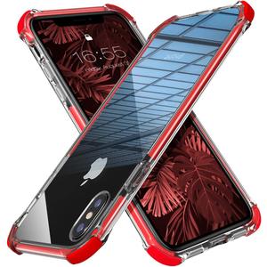 MATEPROX iPhone Xs Case iPhone X Case Clear Hybrid TPU Hard Cover with Thin Shockproof Bumper Protective Case for iPhone Xs/X 5.8'' (Red)