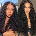 26 Inch Deep Wave Lace Front Wigs Human Hair 13x6 HD Glueless Lace Frontal Wigs 180% Density Hair Pre Plucked with Baby Hair Deep Curly Wigs for Women Natural Black