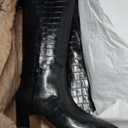 Franco Sarto Women's Sorelina Fashion Boot Black Croc Print Leather 8 M