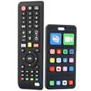 Baby Teether Toy Play Phone and TV Remote Control Shape Teething Toys for Babies 3-24 Months, Chew Toys for Infants Teething Relief, Freezer BPA Free (Black Black)