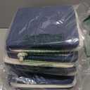 meekoo 8 Pack Collapsible Storage Bins Fabric Storage Bins Polyester Fabric Baskets with Handles Linen Closet Organizer for Shelf Home Closet Towels Toys(12 x 12 x 12 in, Blue White)