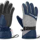 HIGHCAMP Kids Waterproof Winter Gloves 3M Thinsulate with Reflector for Boys Girls Snow Ski Riding, M(6-8Y), Navy