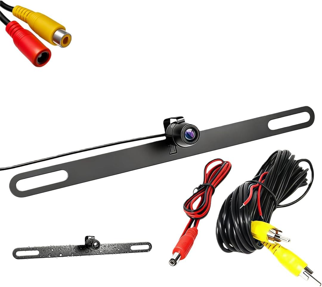 1080P License Plate Backup Camera 170 Degree Wide View Angle Rear/Front View Reverse Camera with Clear Night Vision IP68 Waterproof Backup Camera for Cars Sedans SUV MPV Van Pickup (6m Cable)