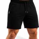 Mens 100% Merino Wool Training Shorts Athletic Fit Plastic-Free Contact (Black, XL)