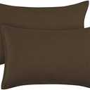 PiccoCasa Zippered Pillowcases, 100% Brushed Microfiber Polyester Pillow Case Cover, Pillow Cases Set of 2, Soft and Comfortable Queen(20"x30") Brown
