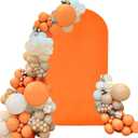 Spandex Fitted Wedding Arch Cover 7.2FT Orange, Round Top Chiara Backdrop Stand for Wedding, Birthday Party, Baby Shower, Banquet Decoration (Orange, 7.2FT)