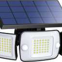 Intelamp Solar Outdoor Lights,6000mAh Motion Sensor with Dual Sensors,Waterproof Solar Flood Lights 270Wide Angle for Outside with 3 Modes