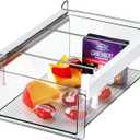 Vacane Upgraded Refrigerator Drawers Organizer - Pull Out Fridge Bins with Handle, Extra-Long 19.5" Stretchable and Deep Storage